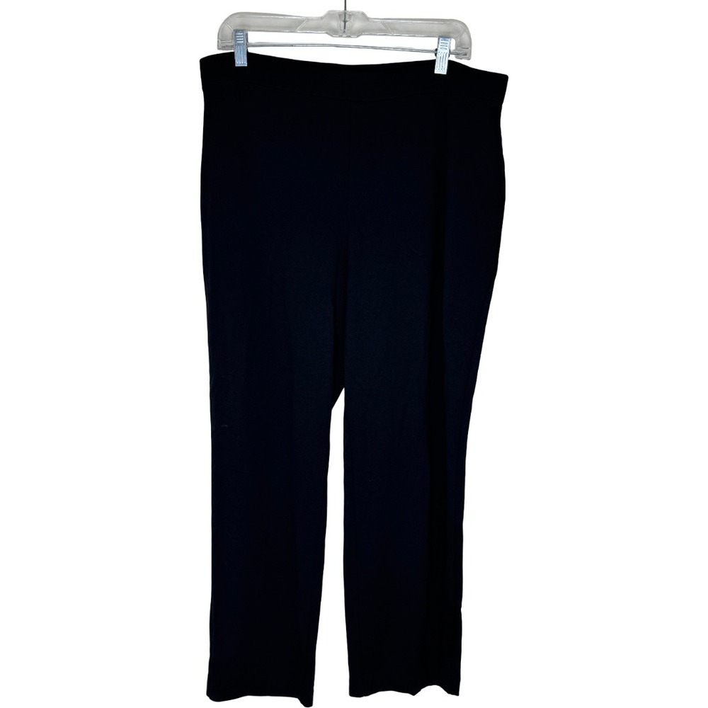 Susan Graver Everyday Pants Women LP Black Straight Leg Pull On Liquid Knit G